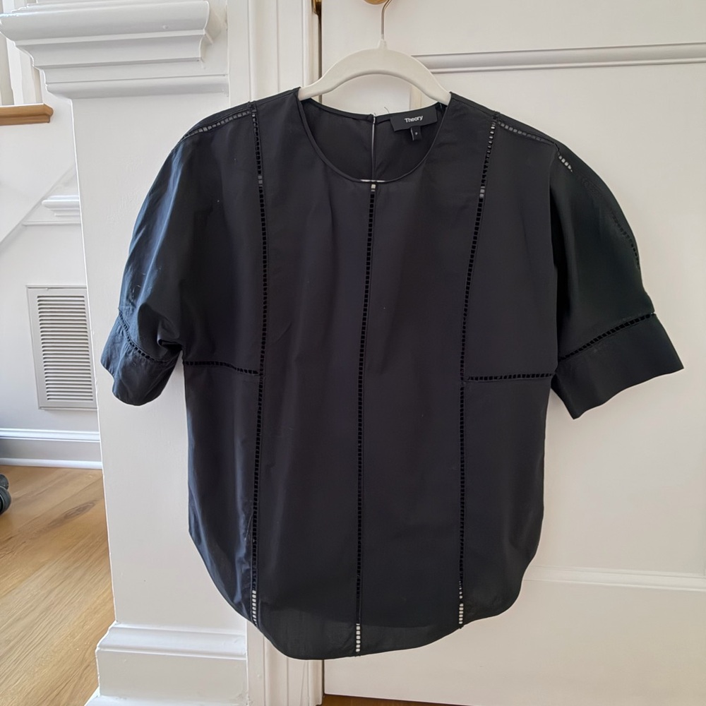 Theory Black Eyelet Top - XS